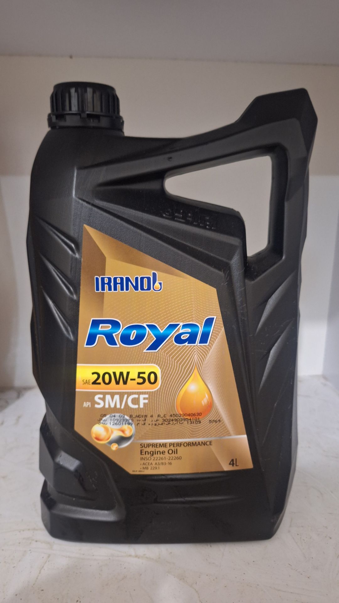 ایرانول رویال 20w50 sm حجم ۴ لیتر